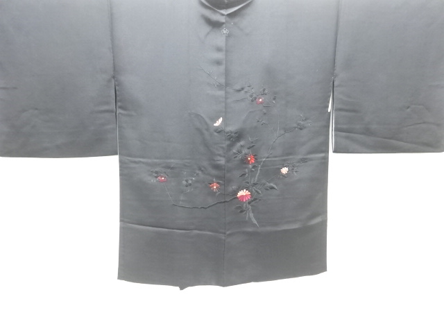 菊に梅模様刺繍一つ紋絵羽織